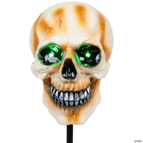 RADYAN Set of 3 Battery-Operated Lighted Skeleton Head Pathway Markers shown in a clear product image
