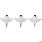 Set of 3 Lighted White Ghost Halloween Lawn Stakes