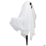 Set of 3 Lighted White Ghost Halloween Lawn Stakes