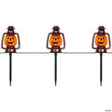 Set of 3 Orange Flickering Halloween Jack O’ Lantern Pathway Markers Outdoor Decor
