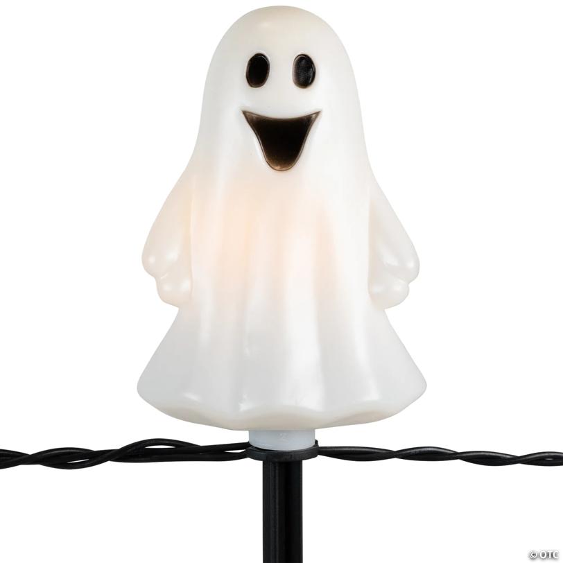Set of 5 Ghost Shaped Halloween Pathway Markers - 3.75ft Black Wire