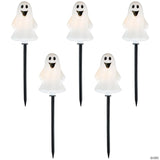 Set of 5 Ghost Shaped Halloween Pathway Markers - 3.75ft Black Wire