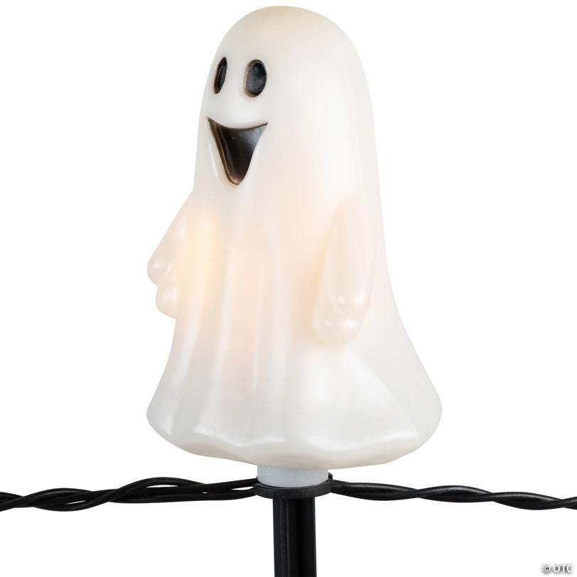 Set of 5 Ghost Shaped Halloween Pathway Markers - 3.75ft Black Wire