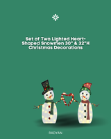 Set of Two Lighted Heart-Shaped Snowmen 30" & 32"H Christmas Decorations