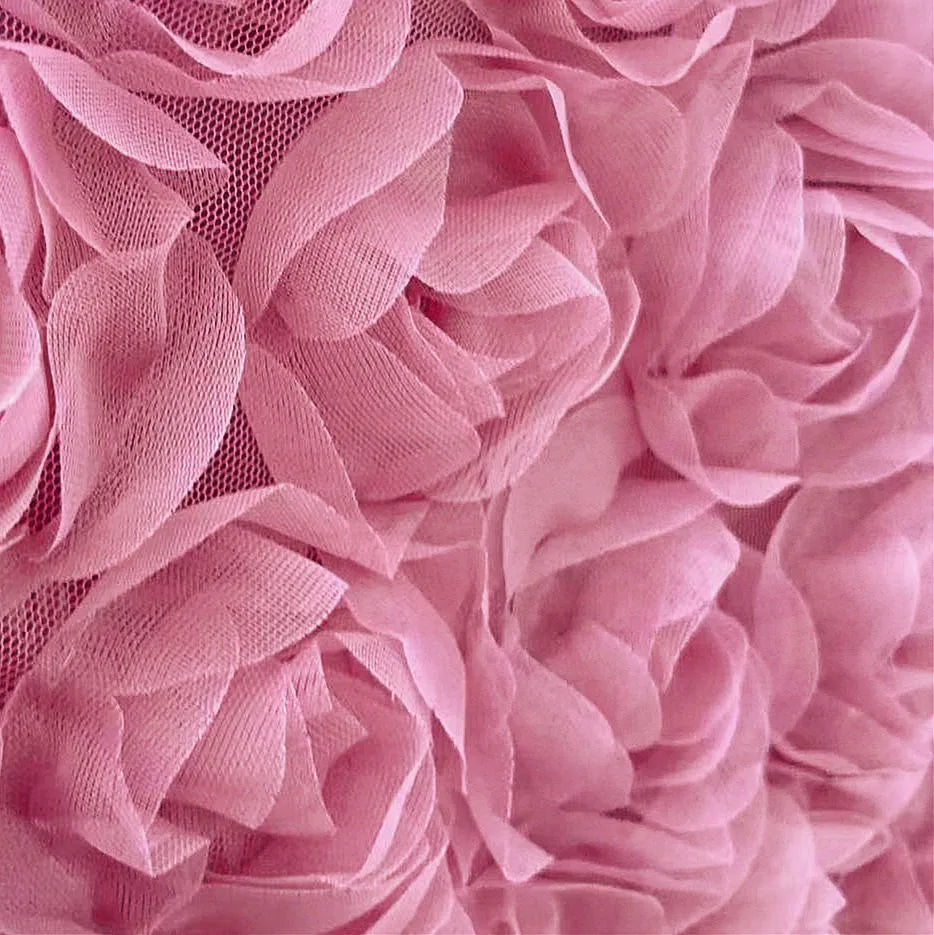 3D Large Rose Embroidered Lace Fabric, Discoloration Flower Children's Applique Clothing, Dress Fashion, RS24458