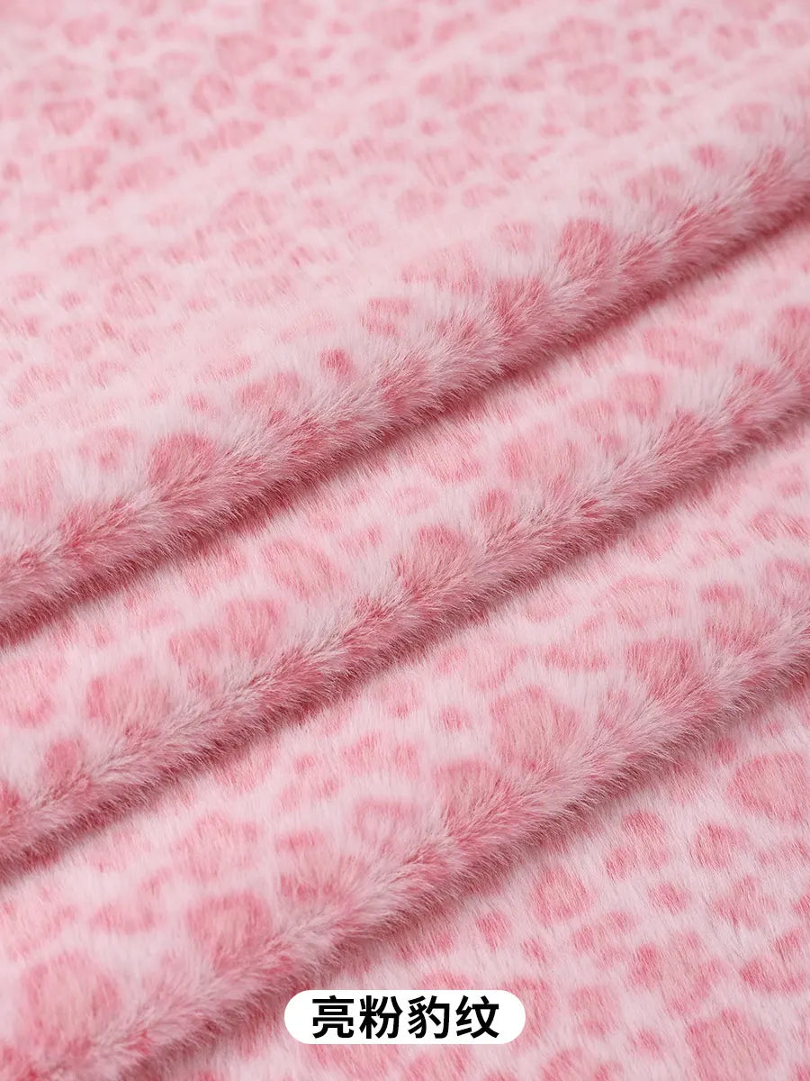 0.5/1/2 Yards Faux Fur Dot Printed Fabric for Plush Toys Cotton Dolls Warm Hats Decorative Cloth Handmade Sewing Fabrics