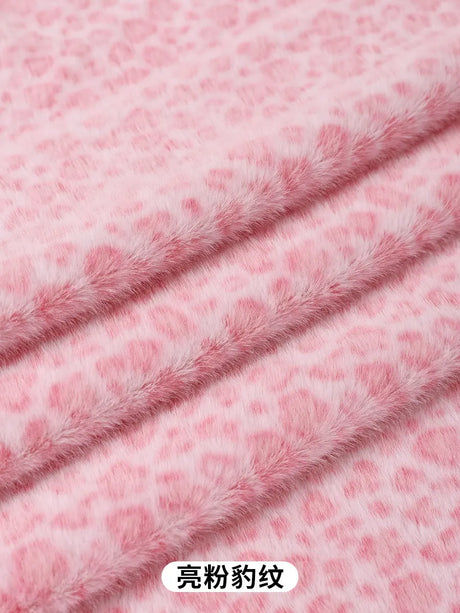 0.5/1/2 Yards Faux Fur Dot Printed Fabric for Plush Toys Cotton Dolls Warm Hats Decorative Cloth Handmade Sewing Fabrics