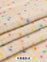 0.5/1/2 Yards Faux Fur Dot Printed Fabric for Plush Toys Cotton Dolls Warm Hats Decorative Cloth Handmade Sewing Fabrics