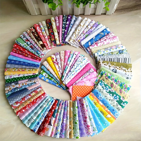 50PCS/lot 10X10cm Cotton Fabric Different Flowers Patterned Handmade Quilting Patchwork Sewing Square Floral Cotton Fabric Craft