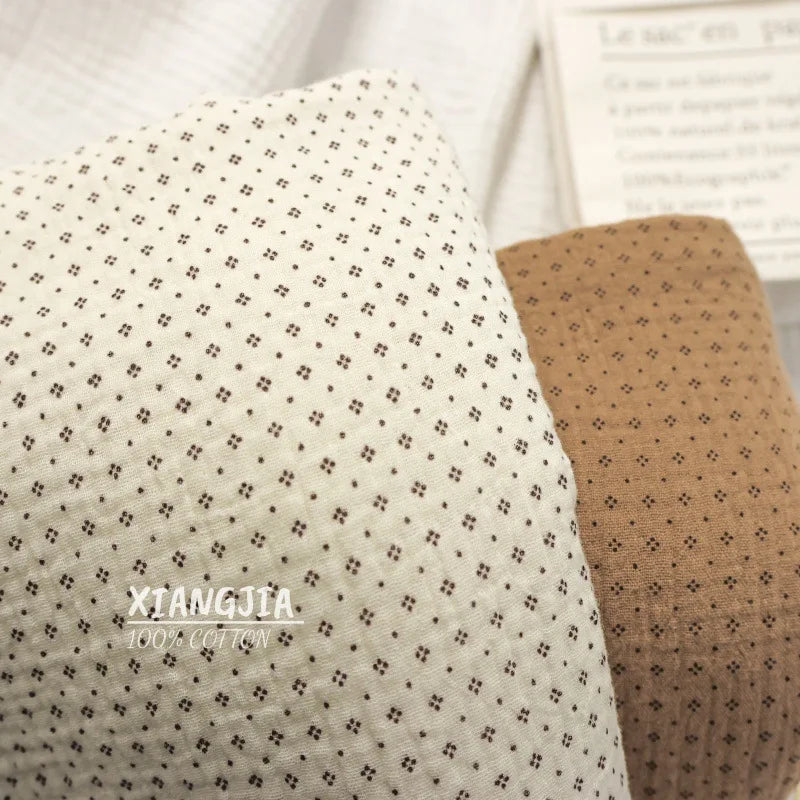 135x50cm Vintage Dot Cotton Double Layer Crepe Baby Bib Drool Scarf Hair Tie Pajamas Towel Sewing Cloth