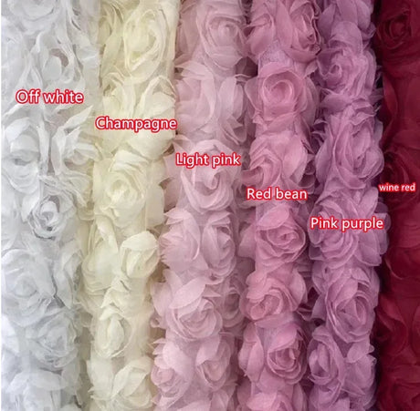 3D Large Rose Embroidered Lace Fabric, Discoloration Flower Children's Applique Clothing, Dress Fashion, RS24458