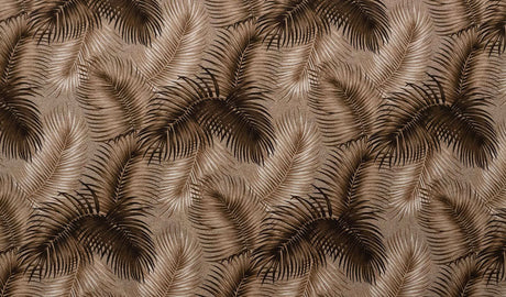 Shades Of Brown Palm Leaves All Over Design Cotton Fabric - Brown Palm Leaves Pattern, 56-58" Width (1 Yard)