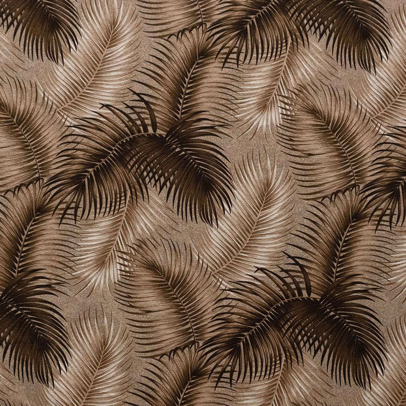 Shades Of Brown Palm Leaves All Over Design Cotton Fabric - Brown Palm Leaves All Over Design, 56-58" Width (1 Yard)