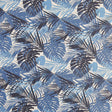 Stretch Boardshort Fabric Shades of Blue Monstera Leaves on Grey 19 Remnant