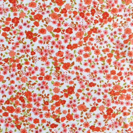 Poly Spandex Swimsuit Fabric Shades of Orange Ditsy Flowers 4-Way Stretch UPF 40+