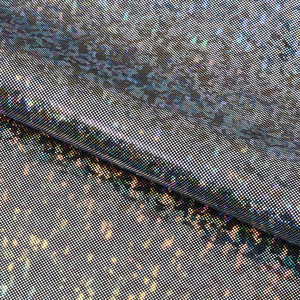 Shattered Glass Foiled Spandex Nylon Spandex Fabric - 4-Way Stretch, Holographic Shattered Glass Foil, 54" Width, 208 GSM (1 Yard)