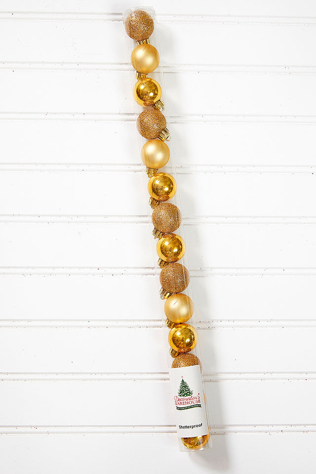 14pc Shatterproof Ornament Tube - Light Gold