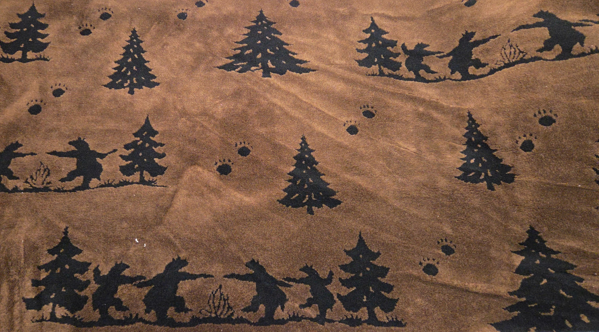 Sherpa Fleece Bear in Woods Print