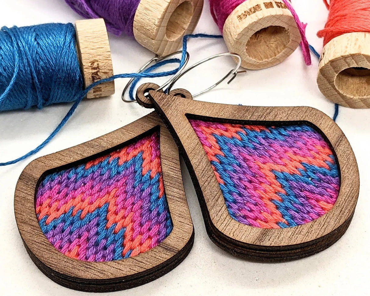 Bargello Needlework Earring Kit Walnut