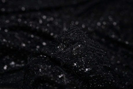 Shimmy Polyester Mesh With Dangle Sequin Fabric - Beige, Silver, Burgundy, Green, Black, 58/60" Width (1 Yard)
