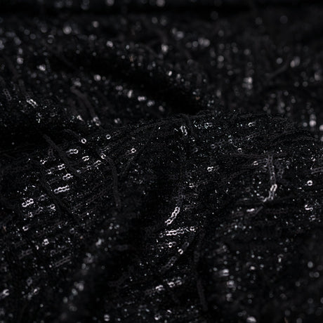 Shimmy Polyester Mesh With Dangle Sequin Fabric - Beige, Silver, Burgundy, Green, Black, 58/60" Width (1 Yard)