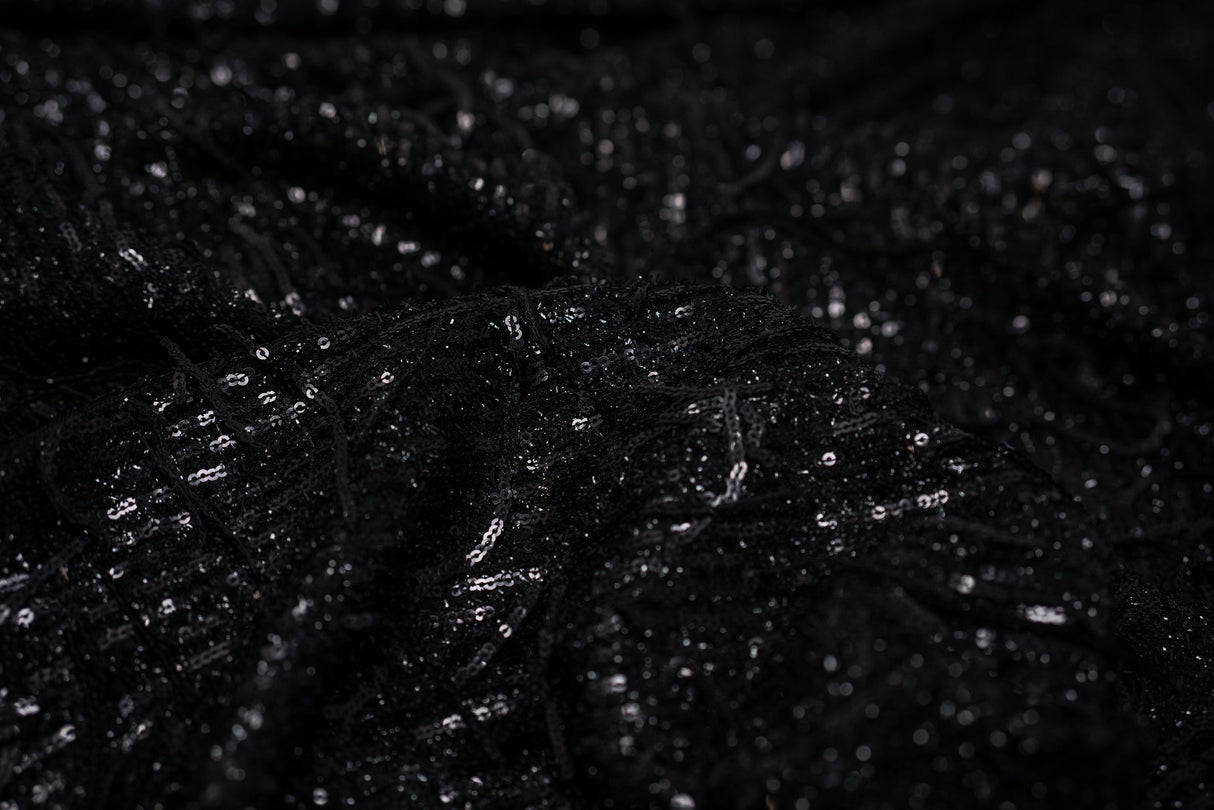 Shimmy Polyester Mesh With Dangle Sequin Fabric - Beige, Silver, Burgundy, Green, Black, 58/60" Width (1 Yard)