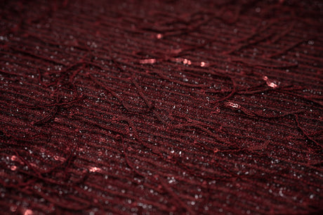 Shimmy Polyester Mesh With Dangle Sequin Fabric - Beige, Silver, Burgundy, Green, Black, 58/60" Width (1 Yard)