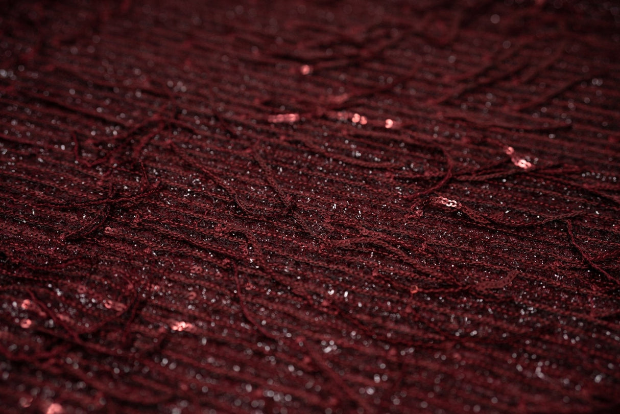 Shimmy Polyester Mesh With Dangle Sequin Fabric - Beige, Silver, Burgundy, Green, Black, 58/60" Width (1 Yard)