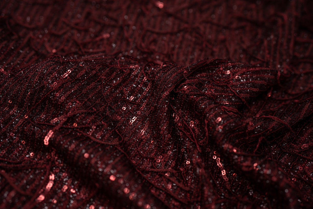 Shimmy Polyester Mesh With Dangle Sequin Fabric - Beige, Silver, Burgundy, Green, Black, 58/60" Width (1 Yard)