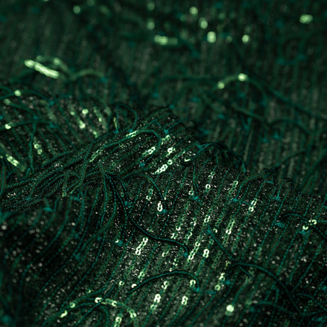 Shimmy Polyester Mesh With Dangle Sequin Fabric - Beige, Silver, Burgundy, Green, Black, 58/60" Width (1 Yard)