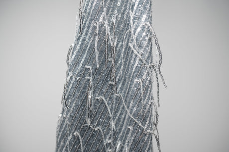 Shimmy Polyester Mesh With Dangle Sequin Fabric - Beige, Silver, Burgundy, Green, Black, 58/60" Width (1 Yard)