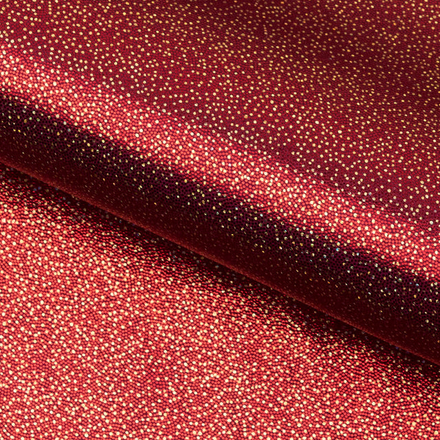 Shine On Foiled Spandex Fabric - Burgundy All-Over Foil, 55" Width (1 Yard)