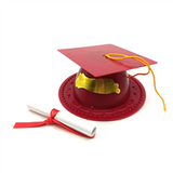 3.5" Graduation Cap Cake Topper with Diploma (Various Colors Available