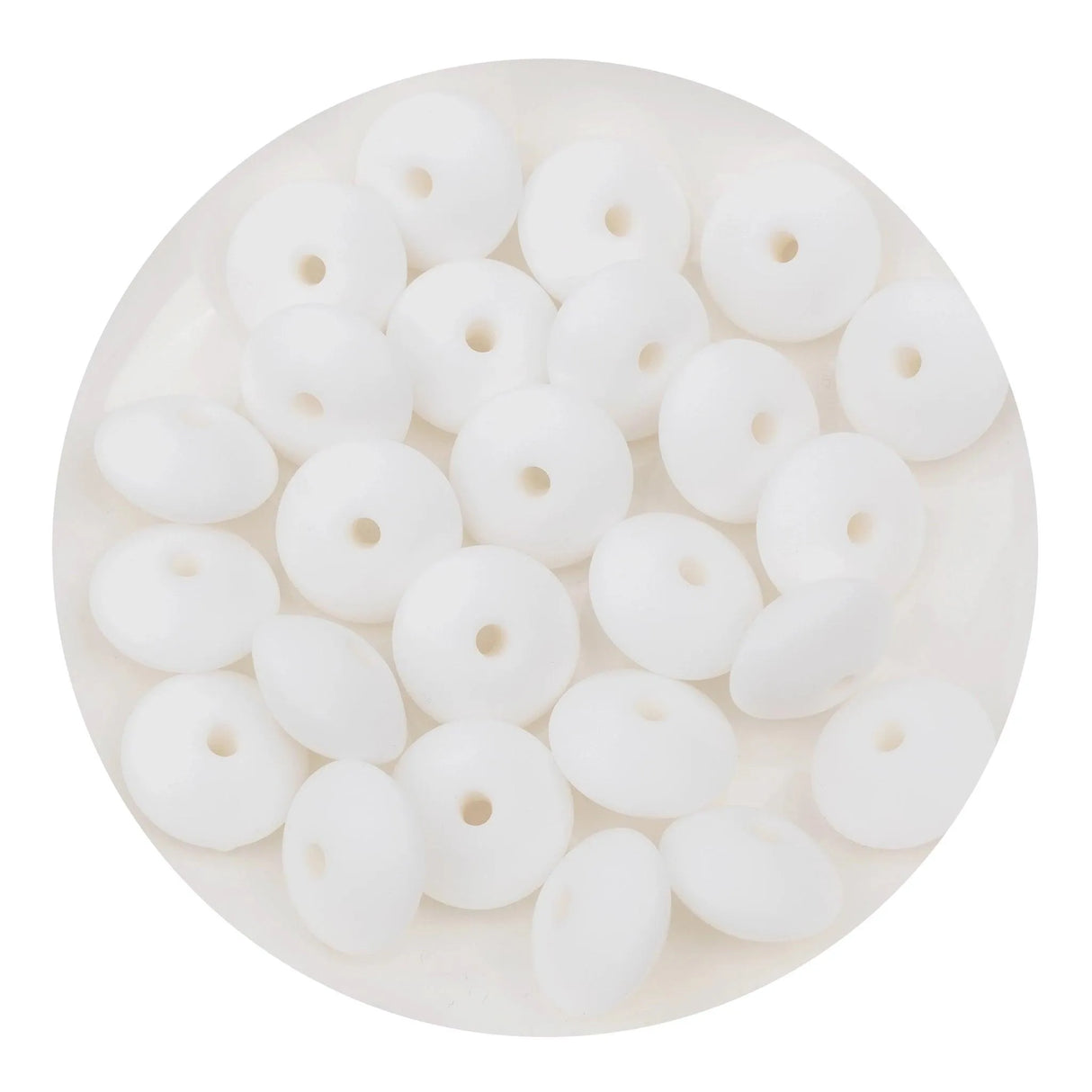 Silicone Bead Lentil Disc - Snow (5 Piece - 15mm)