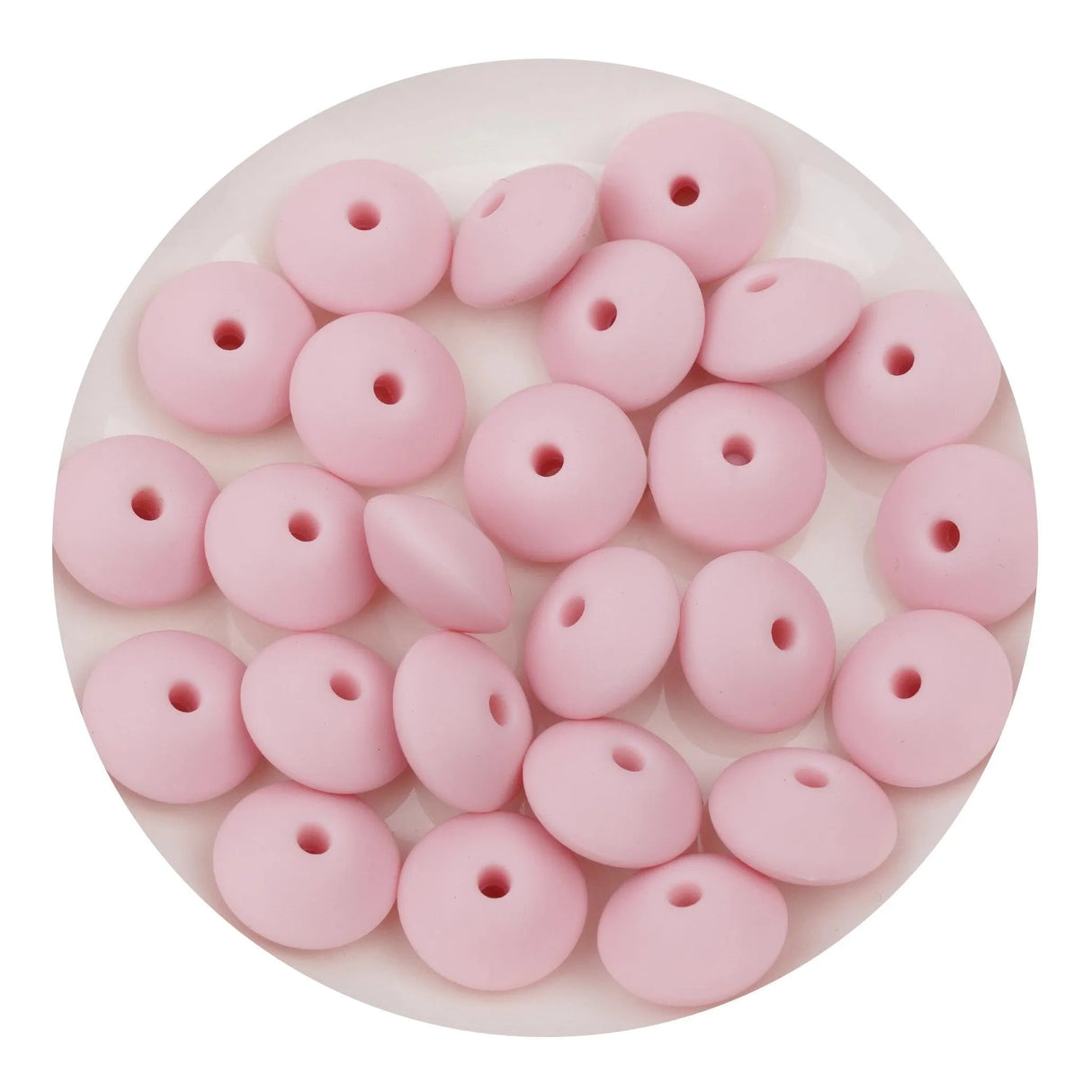 Silicone Bead Lentil Disc - Light Pink (5 Piece - 15mm)