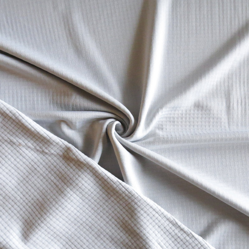 Polartec Fleece Knit Fabric Silver Grid