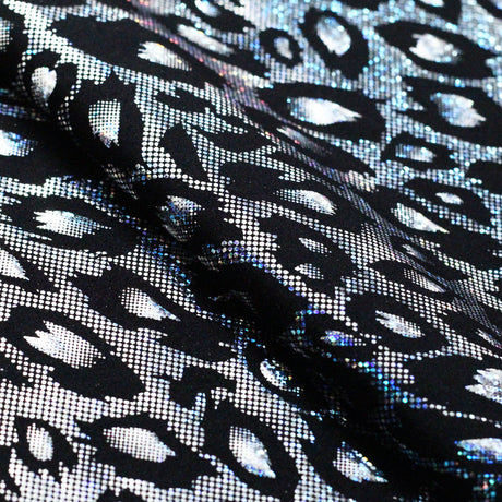 Krazy Kat Nylon Spandex Fabric - Silver Black, Fuchsia Black, Hologram Leopard Print, 58-60" Width (1 Yard)