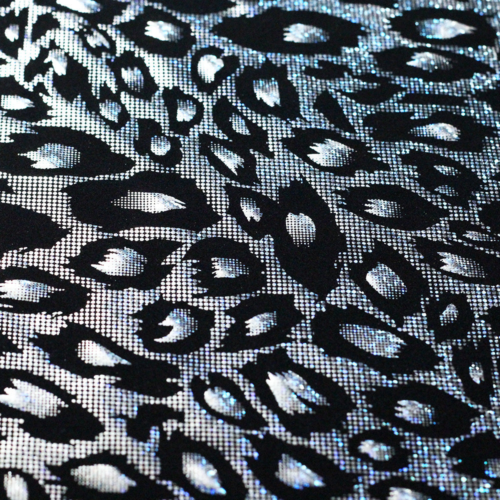Krazy Kat Nylon Spandex Fabric - Silver Black, Fuchsia Black, Hologram Leopard Print, 58-60" Width (1 Yard)