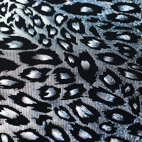 Krazy Kat Nylon Spandex Fabric - Silver Black, Fuchsia Black, Hologram Leopard Print, 58-60" Width (1 Yard)