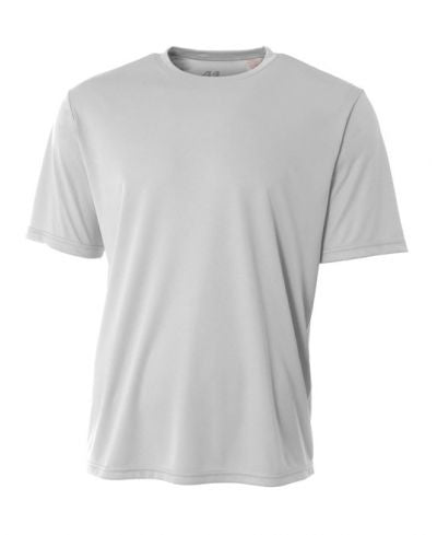 A4 NB3142 Youth Cooling Performance Crew Micro Poly Interlock Fabric - Silver, 44+ UPF, Moisture-Wicking, Stain Release (1 Piece)