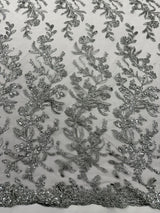 Butterfly Corded Lace Fabric - Butterfly Embroidery, Metallic Sequins, 54" Width (1 Yard)