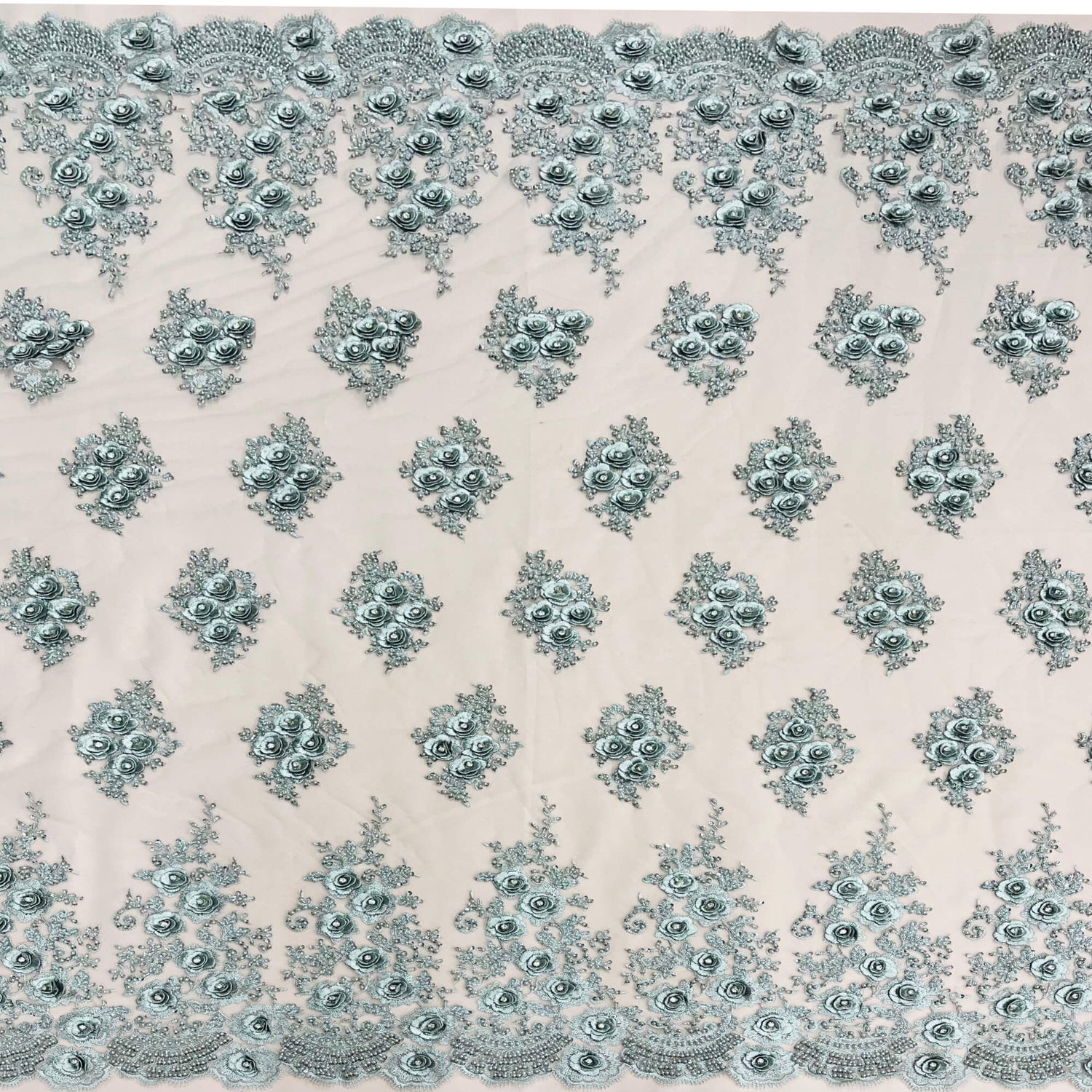 3D Floral Beaded Lace Fabric