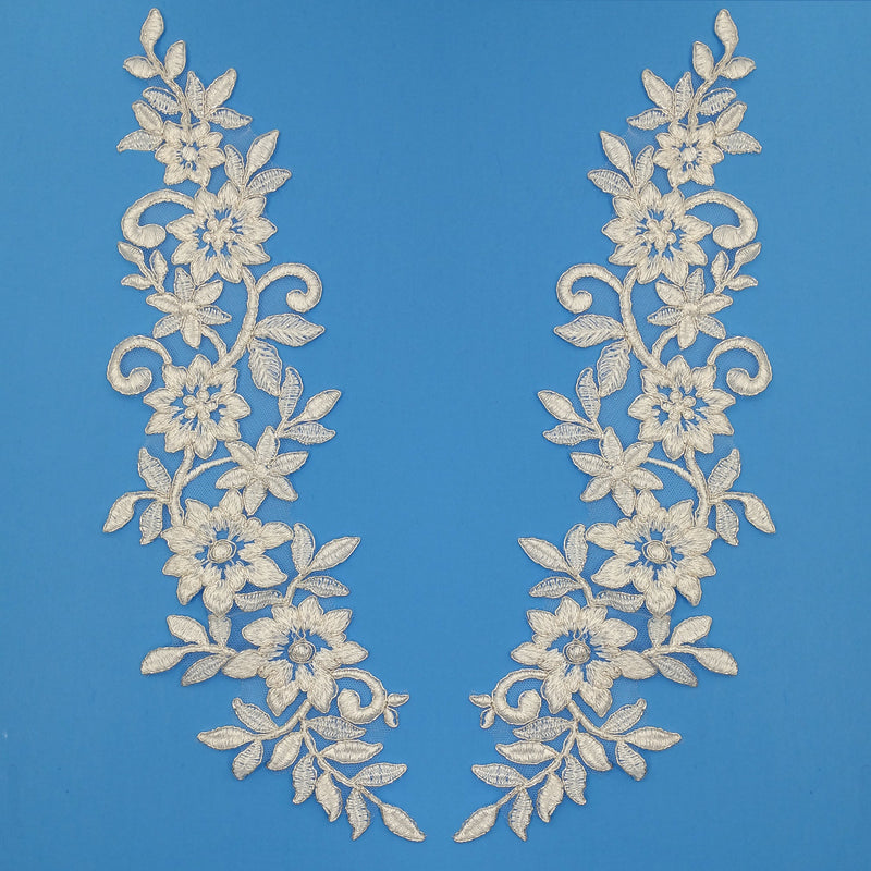 Corded Floral Applique Mesh Lace