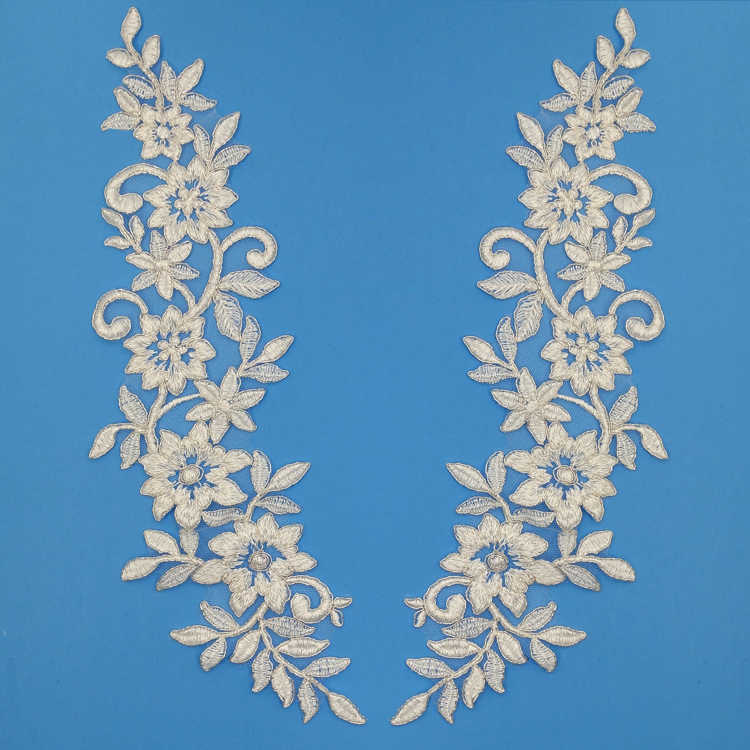 Corded Floral Applique Mesh Lace