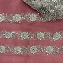 Beaded Corded Lace Trim on Polyester Net Mesh