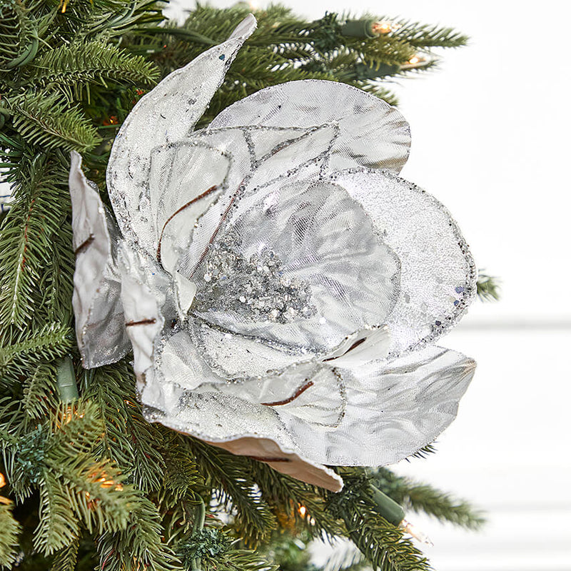 22" x 11" Silver Flower Metallic Stem