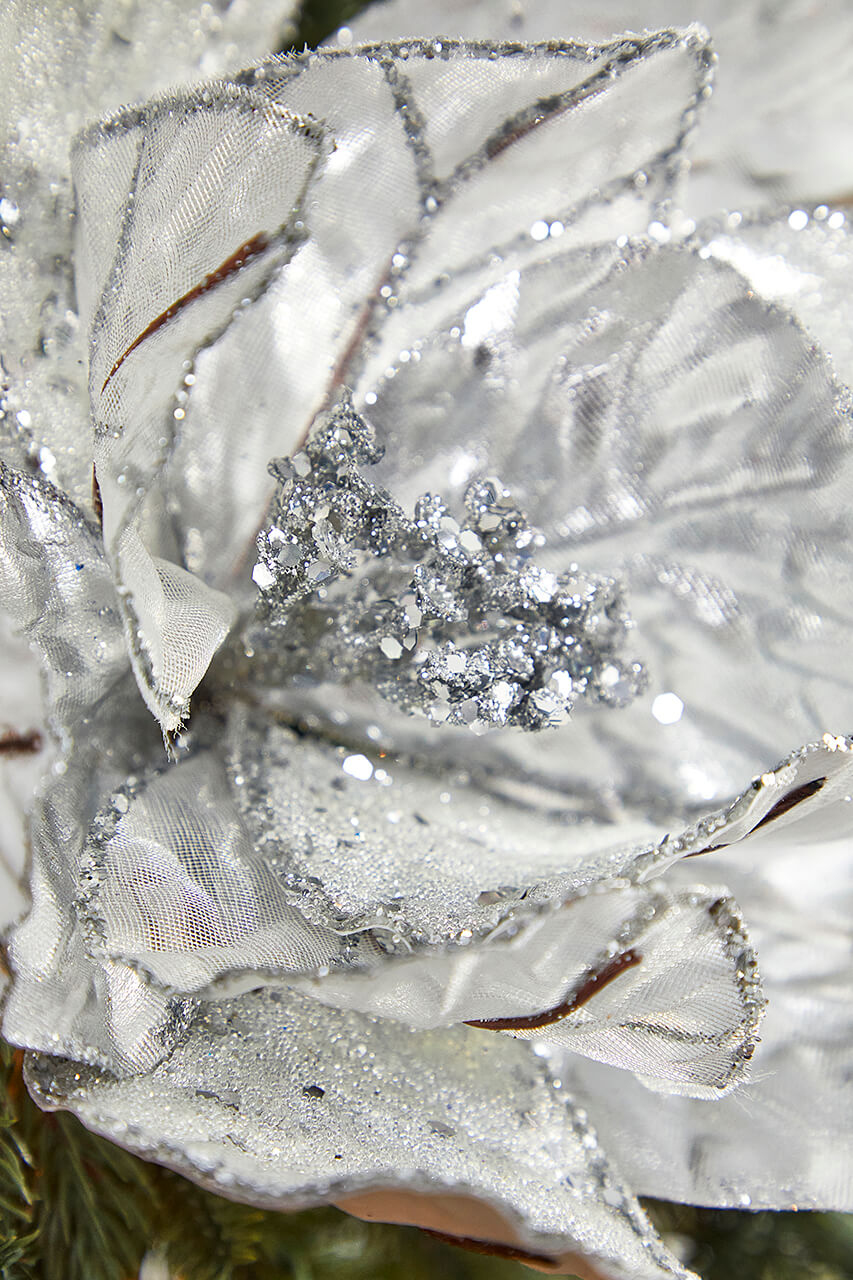 22" x 11" Silver Flower Metallic Stem