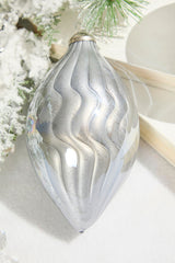 5"- 6" Silver Pearlescent Glass Ornament