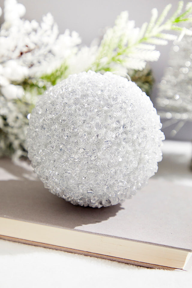 4" Silver Crystal Ball Ornament