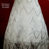 Beaded Sequined Lace Fabric on Polyester Net Mesh